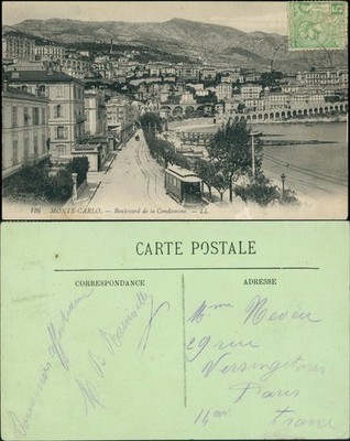 Postcard Monte-Carlo Boulevard de la Condamine - Straßenbahn 1913