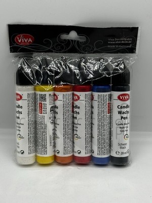 Viva Decor Candle Wax Pen Set Rainbow 6 Colors 28ml Each Made In Germany