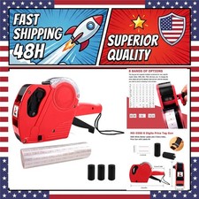 MX-5500 8 Digit Price Tag Gun with 5000 Labels 3 Ink Refills, Red