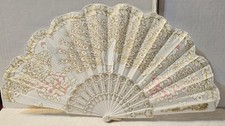 SMALL ORIENTAL FOLDING HAND FAN WITH A PEACOCK FLOWER ROSE COLORFUL DESIGN WHB 