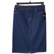 Lauren Ralph Lauren Dark Wash Denim Pencil Skirt Back Slit 4 NWT