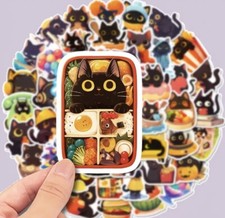 Black Cat Stickers - Cute Kitty 50 Pcs Decals, Kawaii Cats For Laptop Notebook