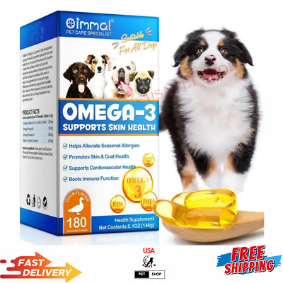 Fish Oil For Dogs Support Omega 3 Cod & Kril, Alaskan Salmon, Skin Coat Ct. 180