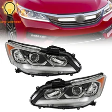 Right&Left For 2016-2017 Honda Accord Sedan Halogen LED DRL Headlights Headlamps
