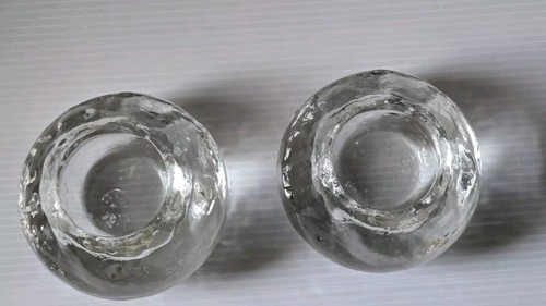 Kosta Boda Crystal SNOWBALL Votive Tea Light Candle Holder Sweden Set Of 2 - Picture 6 of 6