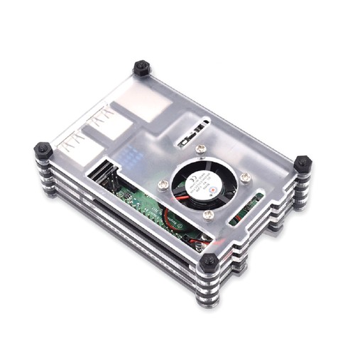 Boîtier transparent acrylique 9 couches avec ventilateur de refroidissement pour Raspberry Pi RPI 3B+/3B