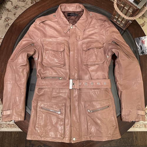 Ralph Lauren Black Label Gent’s Size XL Custom Moto Belted 100% Leather Jacket