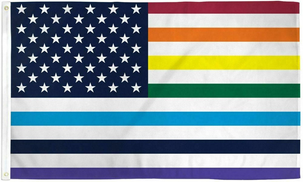 USA Rainbow Pride Flag 3x5ft LGBTQIA+ American Gay Rights Banner