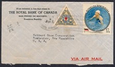 Dominican Republic Ciudad Trujillo to USA 1961 Airmail Cover #RA29 Postal Tax