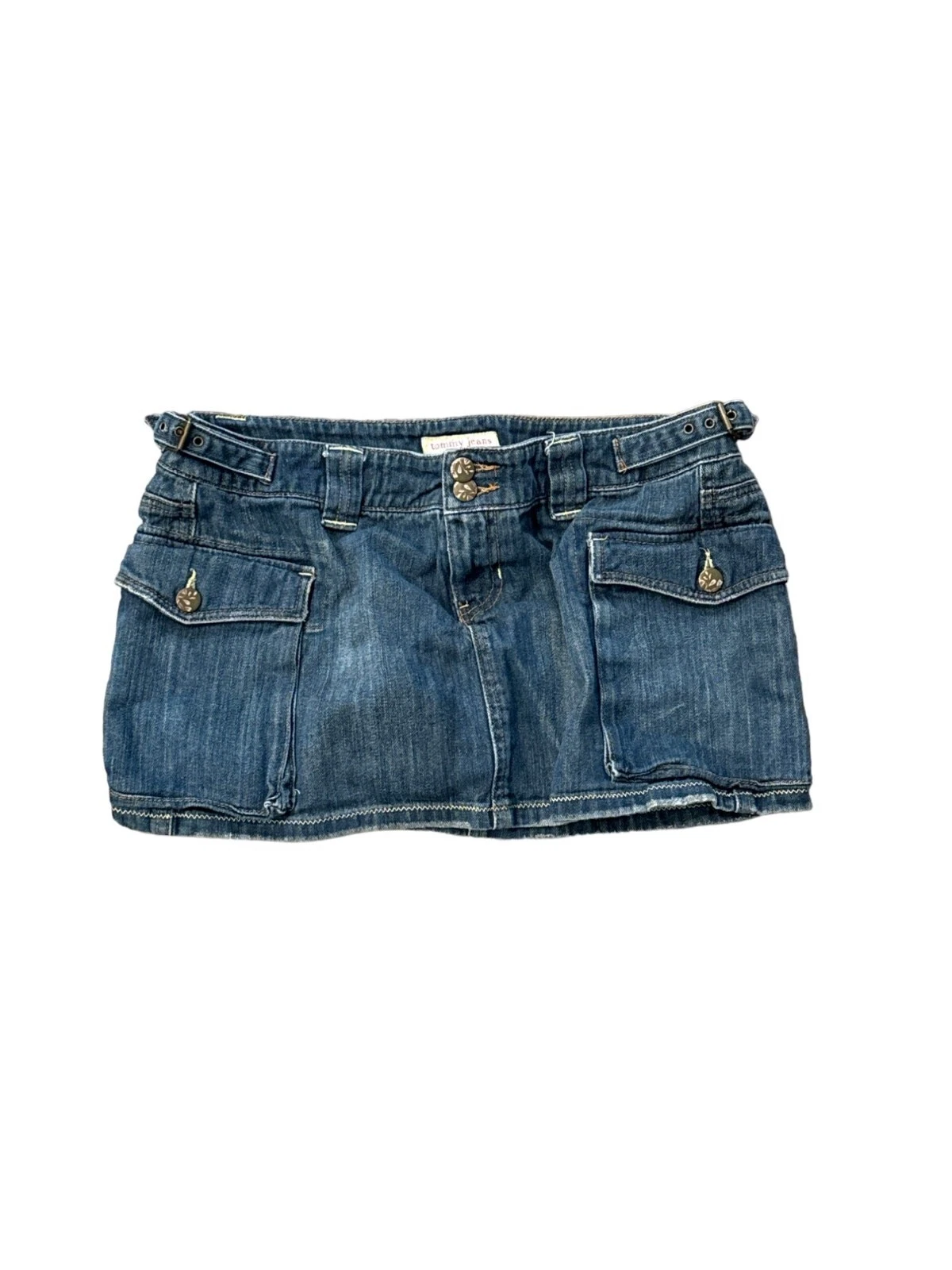 Tommy Jeans Womens Denim Mini Skirt Size 11 Blue Cotton Made In Dominican Republ