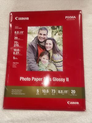 Canon Photo Paper Plus Glossy II, 8.5 x 11 Inches, 20 Sheets LL