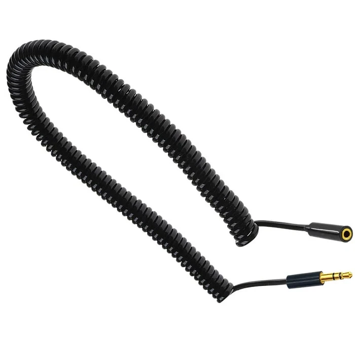 3.5mm 3 Pole Male to 3.5mm Female Coiled Stereo Aux Audio Extension Cable - 3m - Image 2 of 4