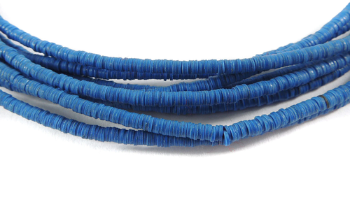 Vulcanite "Vinyl" Heishi Blue Trade Beads 32 Inch - Afbeelding 2 van 3