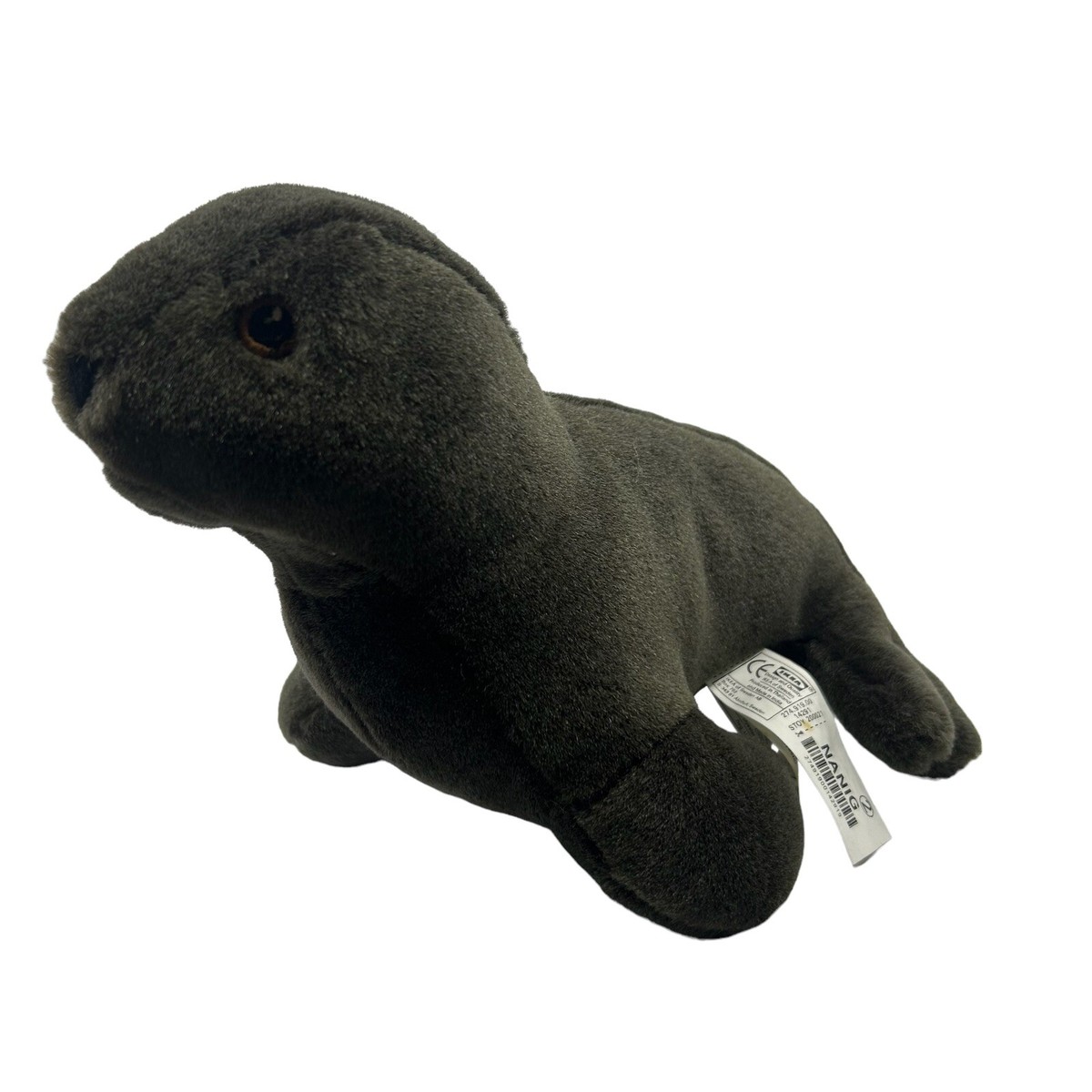 Ikea Nanig Gray Seal 8” Plush Embroidered Eyes Marine Stuffed Animal Toy  Grey