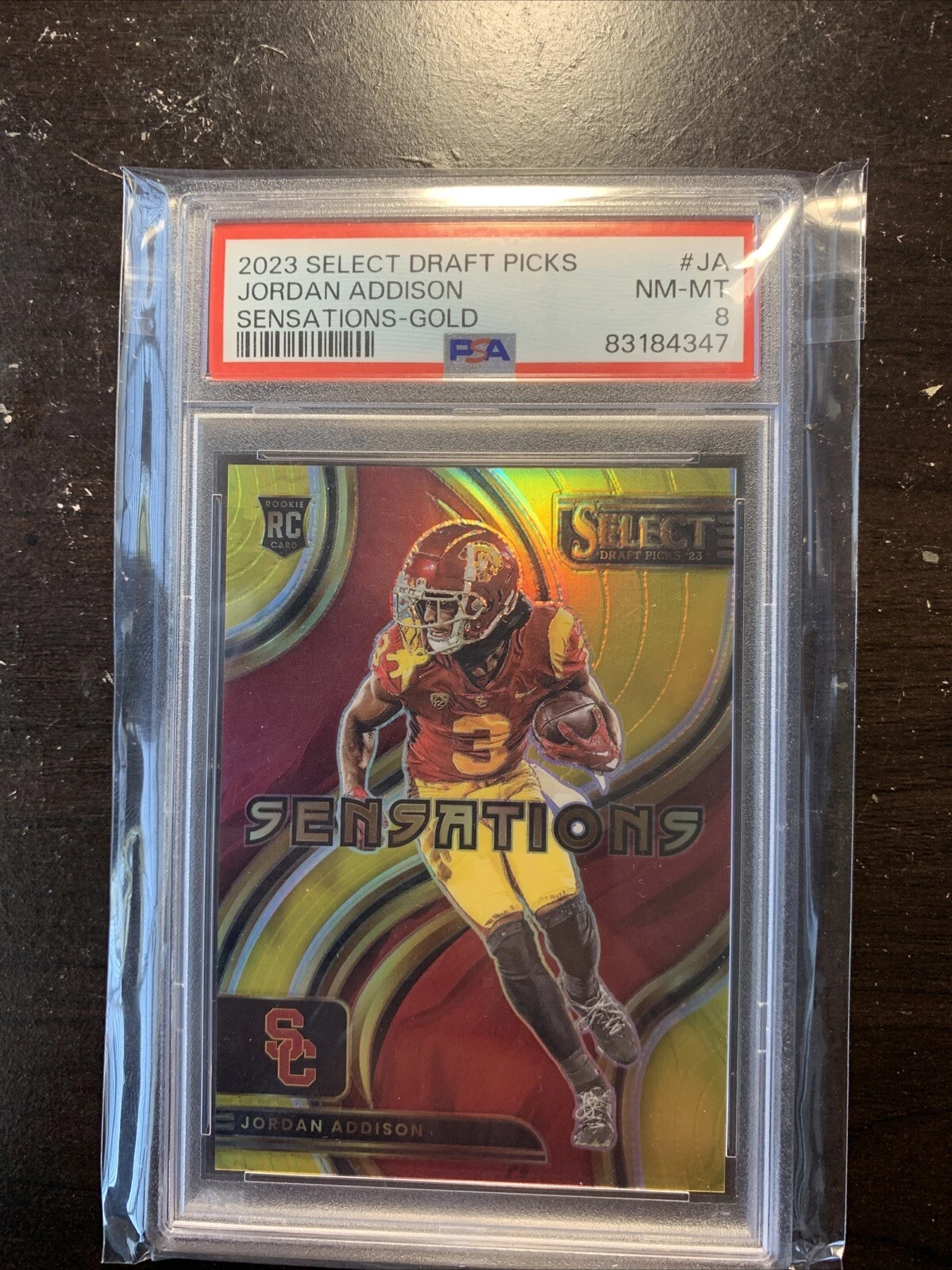 Jordan Addison Panini Select Draft Picks Sensations #JA Gold