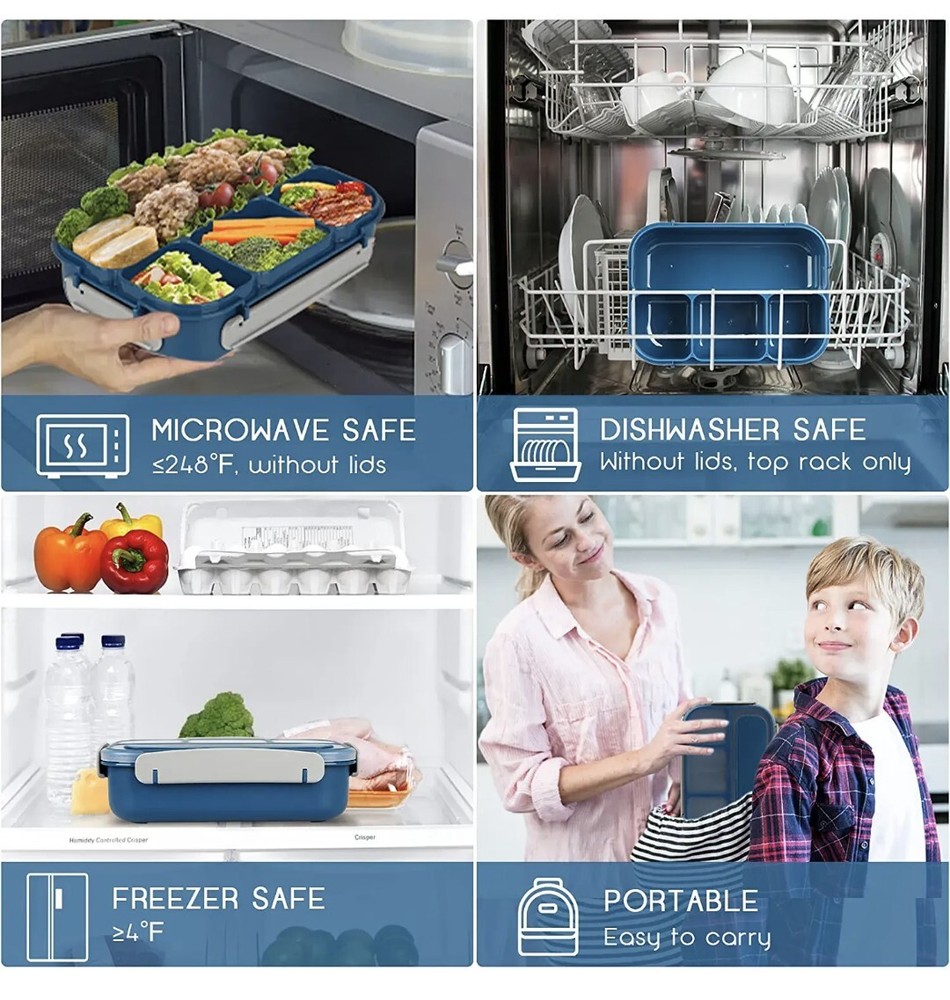 Bento Box Lunch Box Food Container Compartment Leak Proof Dishwasher Safe