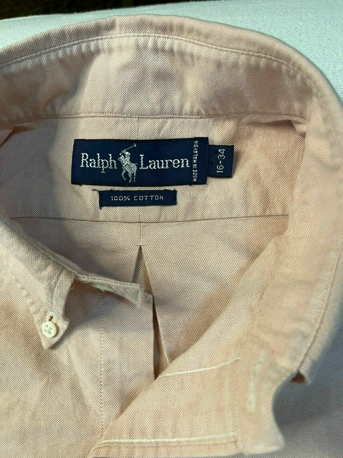 Camicia Ralph Lauren Oxford con bottoni multicolore pony manica lunga rosa uomo 16 34