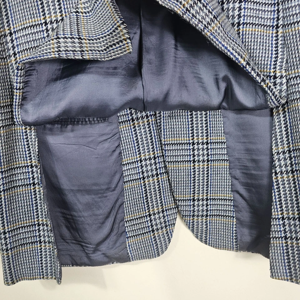 Blazer de colección años 70 Chester Barrie pata de gallo cachemir talla 42S azul gris silencioso lujo Foto 4 de 4
