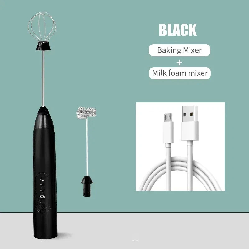 Milk Frother 2-in-1 USB Rechargeable Electric Egg Beater Kitchen Gagets