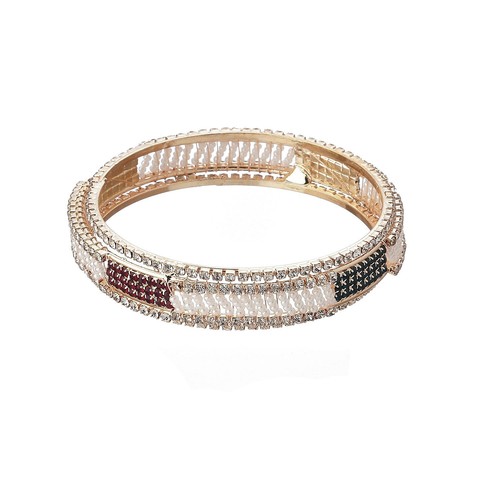 Gold Plated Pearl Bracelet Bangles For Women & Girls (2.4) Set of 2 - Picture 2 of 5