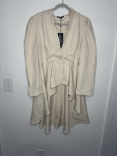 Scarlet Darkness Medieval Renaissance Beige Long Sleeve Hi Low Cut Back Top XL