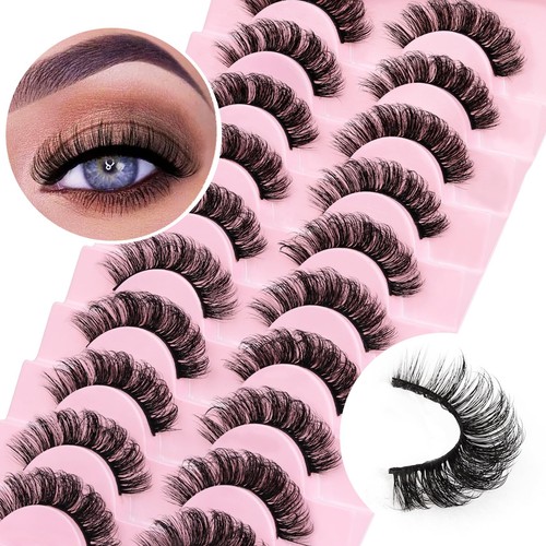 Ahrikiss D Curl Fluffy False Eyelashes Wispy Natural Mink Lashes Look Like Ex...