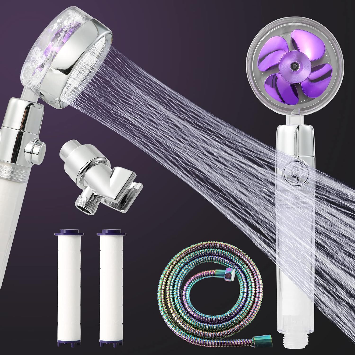 High Power 360 Rotating Hydro Jet Handheld Shower Head Kit with Adjustable Spray