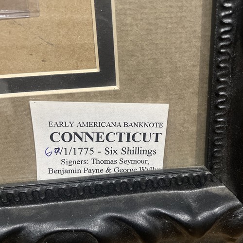 1775 6 Shillings From Connecticut Colonial Currency In Frame. - Picture 3 of 3