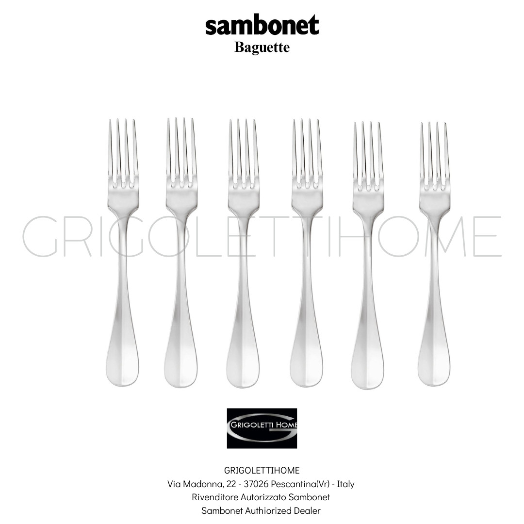 Sambonet - BAGUETTE Stainless Steel - Set Of 6 Dessert/Fruit Forks Retailer