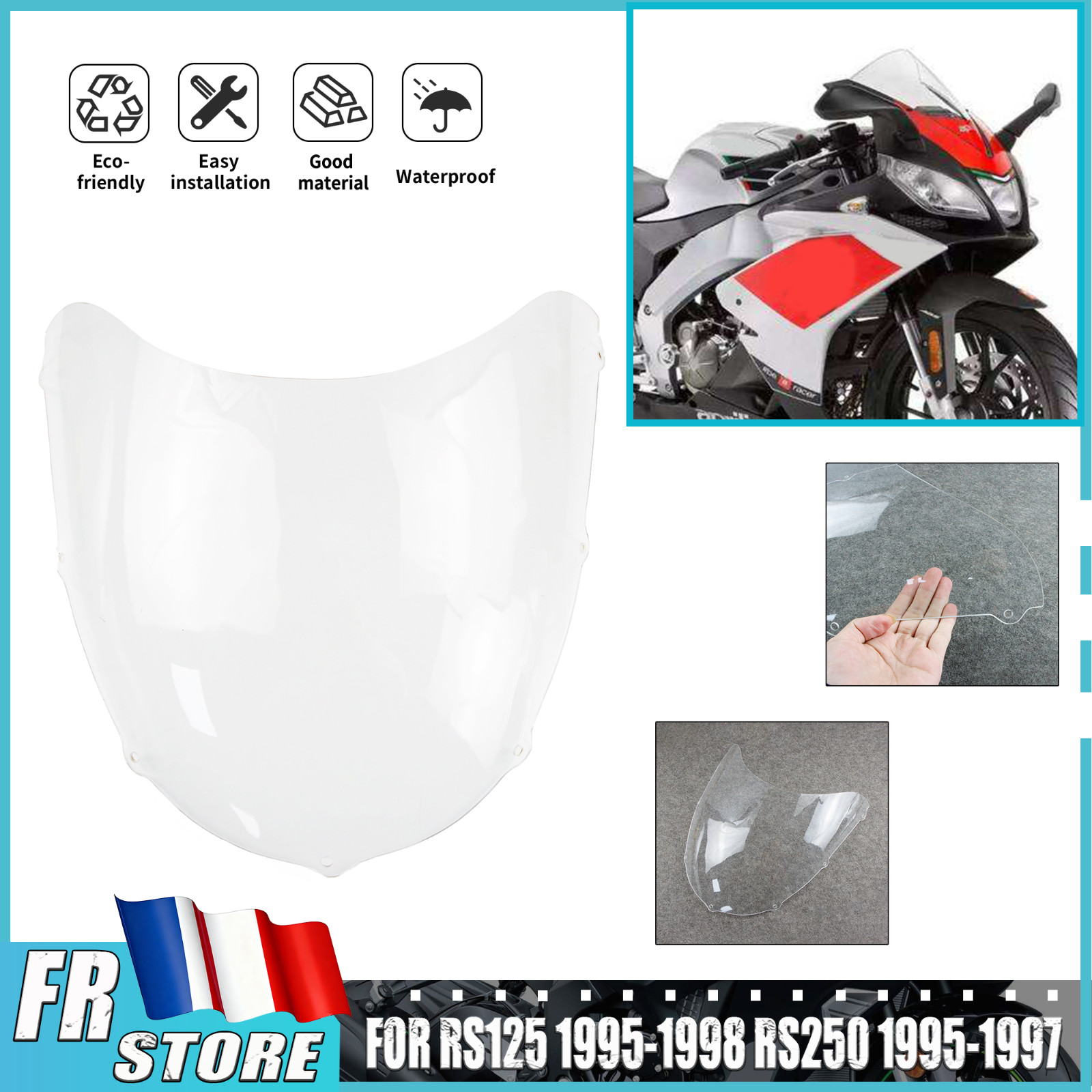 Bulle pare-brise Aprilia RS125 pour sorties sur piste et circuit