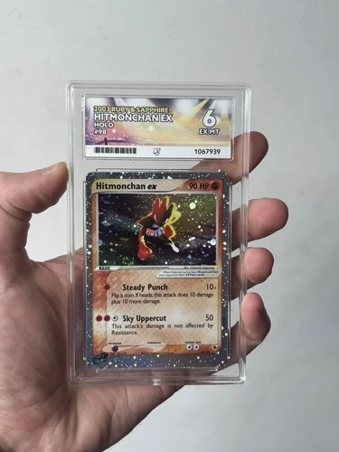 Pokemon Hitmonchan Ex Ruby & Sapphire Holo 98/109 Ace 6 Graded Card Slab SWIRL