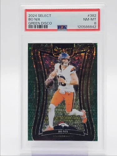 BO NIX 2024 SELECT SUITE LEVEL ROOKIE GREEN DISCO BRONCOS RC /5 PSA 8 Q2289