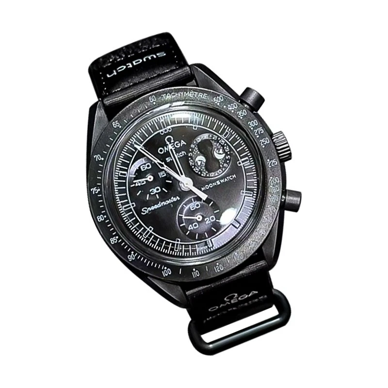 Orologio Unisex Nero S-N0PY-Moonswatch the moonphase& Quarzo Moda 40mm - Immagine 2 di 3