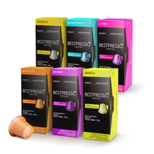 Bestpresso Coffee for Nespresso Machine 120 pods Espresso MIX + 1 Pack Decaf
