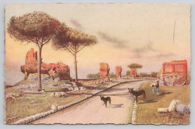 Appian Way Via Appia Antica Road Sheep A. Soroochi-Milano Postcard 4414-2