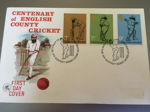 GB STAMPS RARE FIRST DAY COVER 1973 COUNTY CRICKET LORDS
