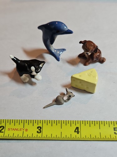 Vintage Hagen-Renaker Miniature Animal Figurines Lot Mouse Cheese Kitten Puppy D