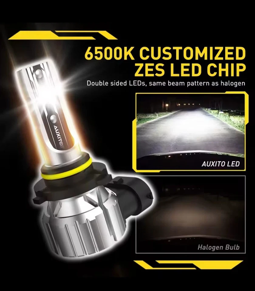 Auxito H11 H8 Pair LED Headlight High Low Beam 12v 6000k White - Image 3 of 4