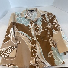 Linda Allard Ellen Tracy Jacket Blazer SZ 8P Browns 3/4 Sleeve 100 Cotton Boho