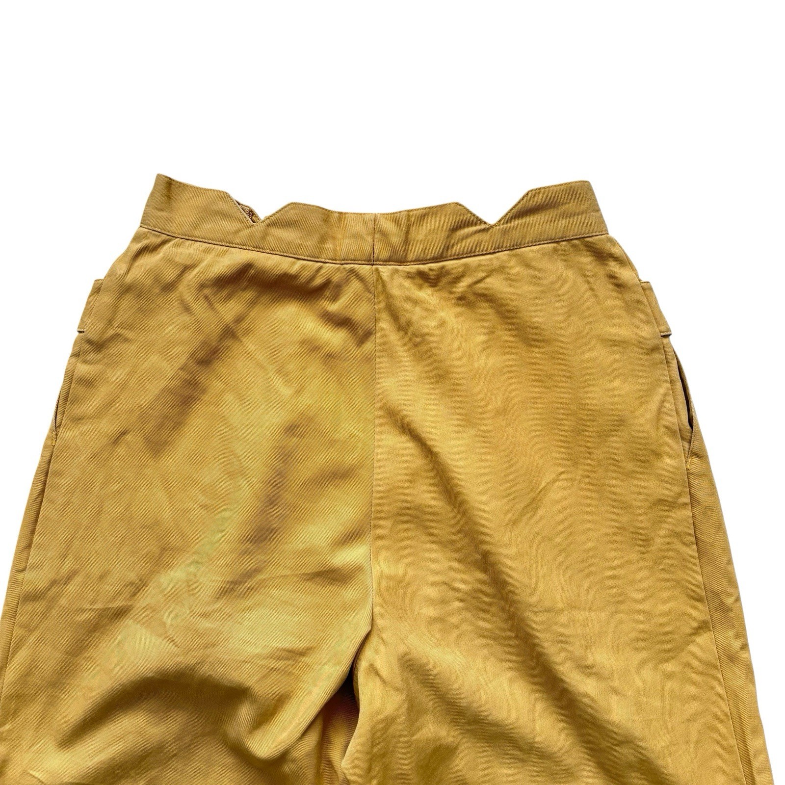 Womens Vintage 80s Capri Trousers Mustard Yellow Cotton Retro Summer 6 - 8 image 3