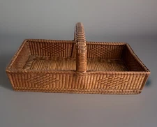 Antique 19th Century Woven Cane Flower? Basket German Origin 8”x 3”x 14”