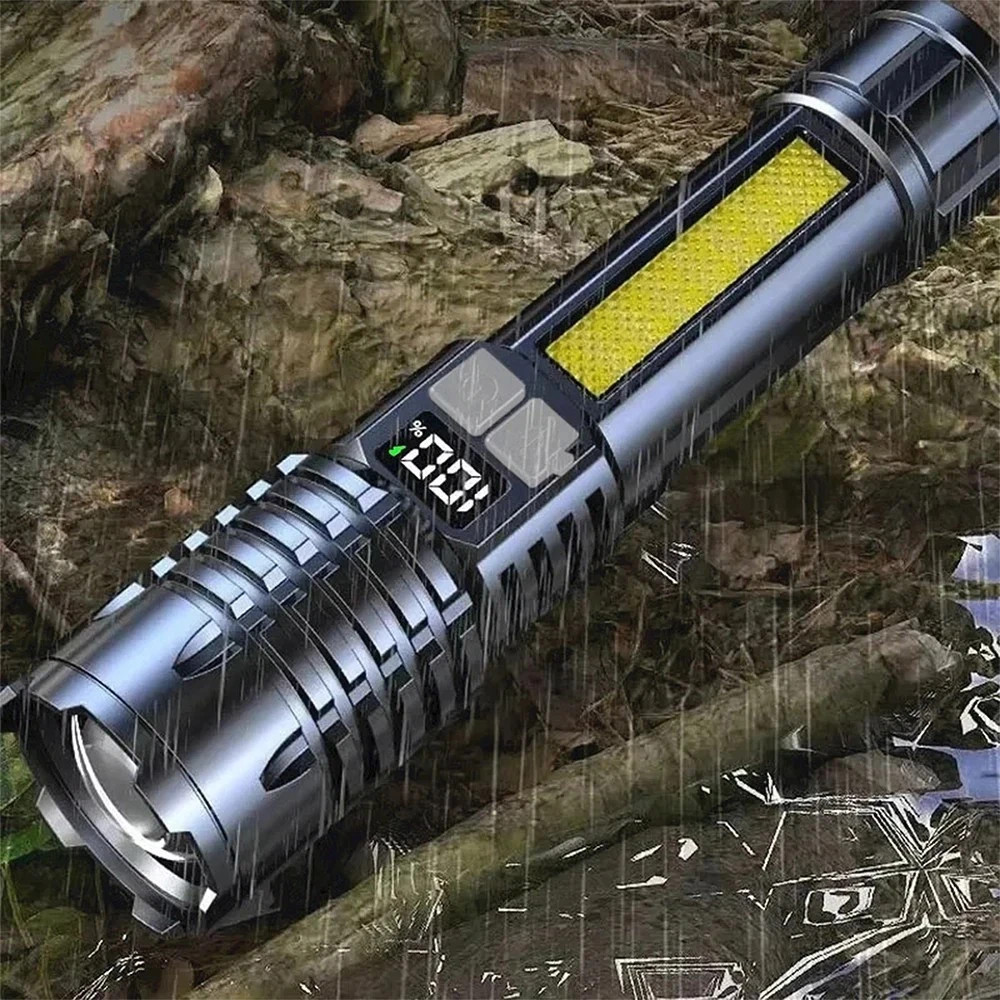 Linterna Diente de Lobo Recargable Super Brillante Exterior Antorcha de Autodefensa