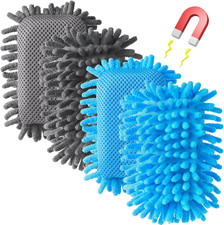 4 Pack Magnetic Microfiber Whiteboard Erasers Dual-Sided Washable Gray/Blue