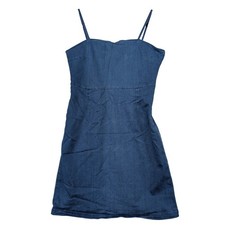 Forever 21 Denim Smocked Mini Dress Blue Spaghetti Strap A Line Size M