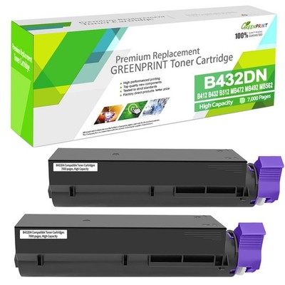 2 Packs 45807105 Compatible Toner Cartridges B412 B432 B512 MB472 MB492 MB562 Bl