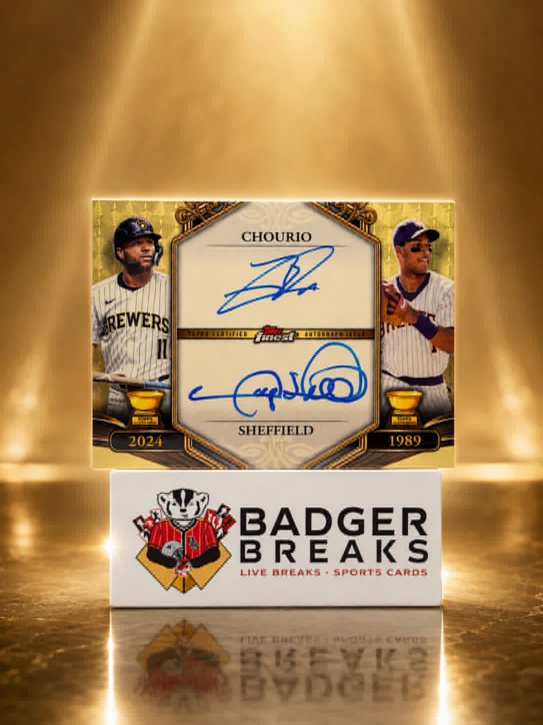 Topps Finest Jackson Chourio Gary Sheffield Dual Superfractor Auto view 1