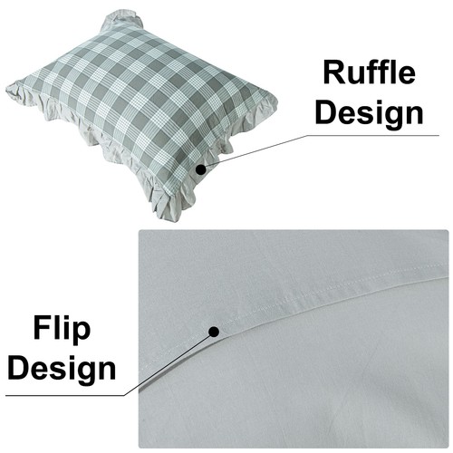 NTBAY Washed Cotton Queen Ruffled Duvet Cover Set 3pc Soft Breathable - Picture 7 of 24
