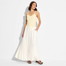 Women Linen Maxi Full Skirt - Wild Fable Cream M