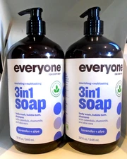 Everyone 3-in-1 Soap Body Wash Bubble Bath Shampoo Lavender & Aloe 2-PACK