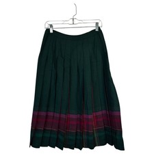 PENDLETON Vintage Wool Skirt Emerald Green Plaid Schoolgirl Preppy Academia